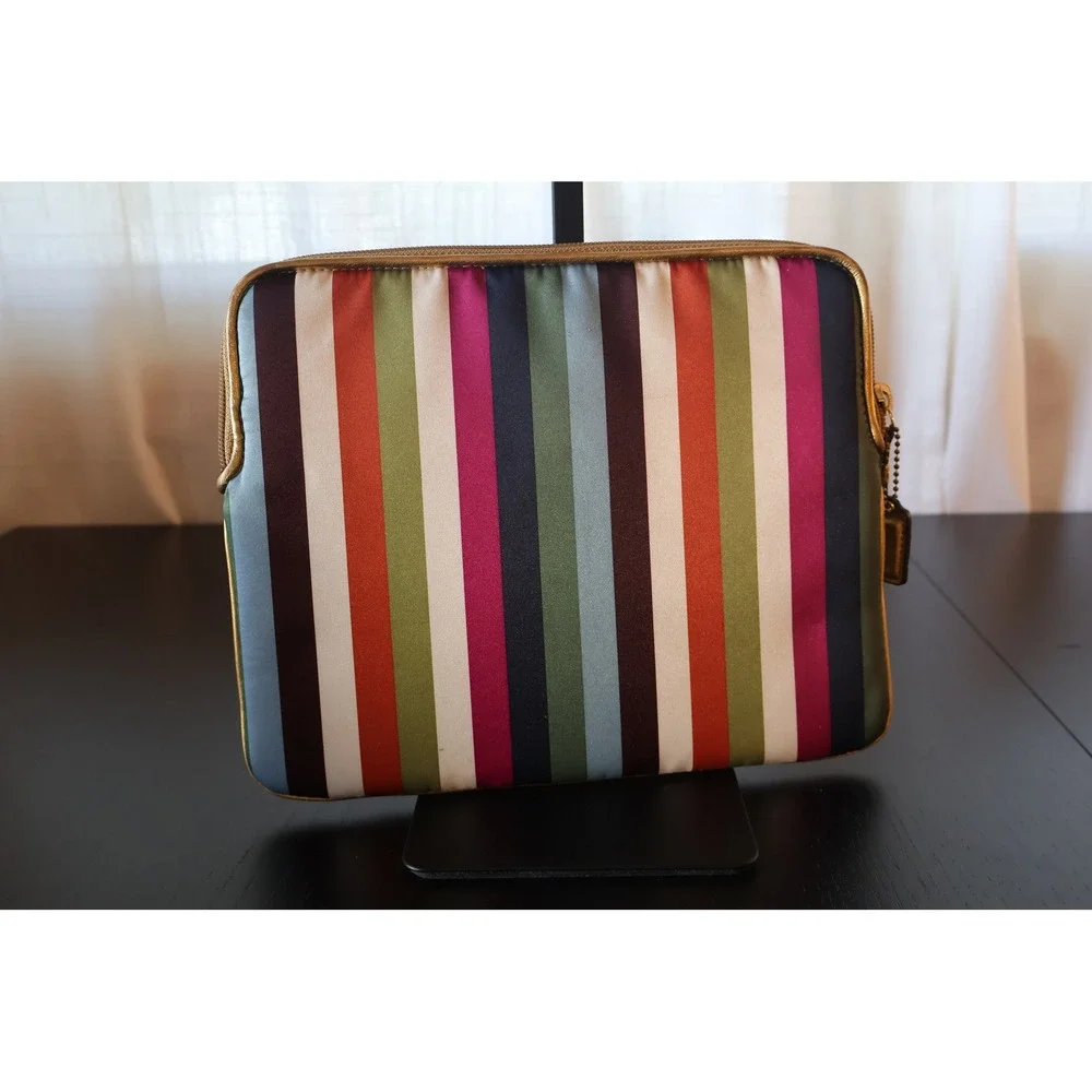 Coach Legacy Multicolor Stripe iPad Tablet Case Satin Y2K Gold Trim